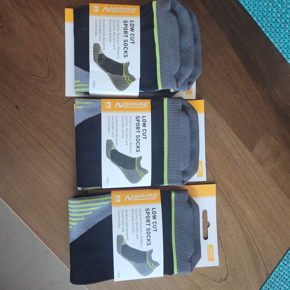 Inspire Gray and Green Low Cut Sport Socks